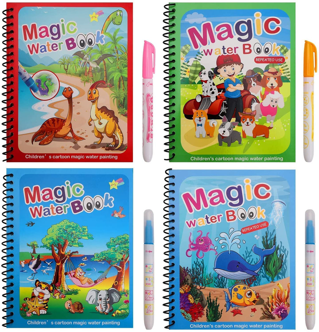 Magic Water Painting Book For Kids With Magical Water Doodle Pen (Pack of 3 Design May Vary)